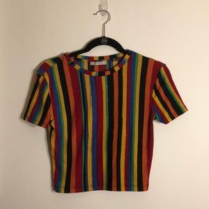 Rainbow Striped Cropped Zara Shirt